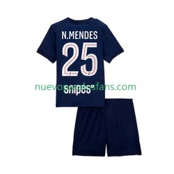 Camiseta de Fútbol Paris Saint-Germain Nuno Mendes 25 Niño Casa 2025-2026 Manga Corta