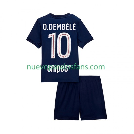 Camiseta de Fútbol Paris Saint-Germain Ousmane Dembele 10 Niño Casa 2025-2026 Manga Corta