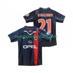 Camiseta de Fútbol Paris Saint-Germain RONALDINHO 21 2001 Retro Hombre Casa 2002 Manga Corta