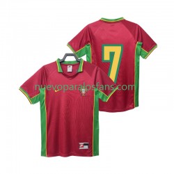 Camiseta de Fútbol Portugal 7 Retro Hombre Casa 1998 Manga Corta