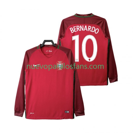 Camiseta de Fútbol Portugal BERNARDO 10 2016 Retro Hombre Casa Manga Larga