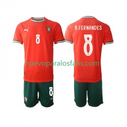 Camiseta de Fútbol Portugal Bruno Fernandes 8 Niño Casa 2025-2026 Manga Corta