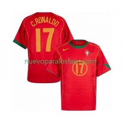 Camiseta de Fútbol Portugal Cristiano Ronaldo 17 Retro Hombre Casa 2004 Manga Corta