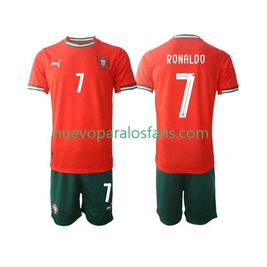 Camiseta de Fútbol Portugal Cristiano Ronaldo 7 Niño Casa 2025 Manga Corta