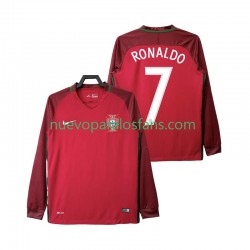 Camiseta de Fútbol Portugal Cristiano Ronaldo 7 2016 Retro Hombre Casa Manga Larga