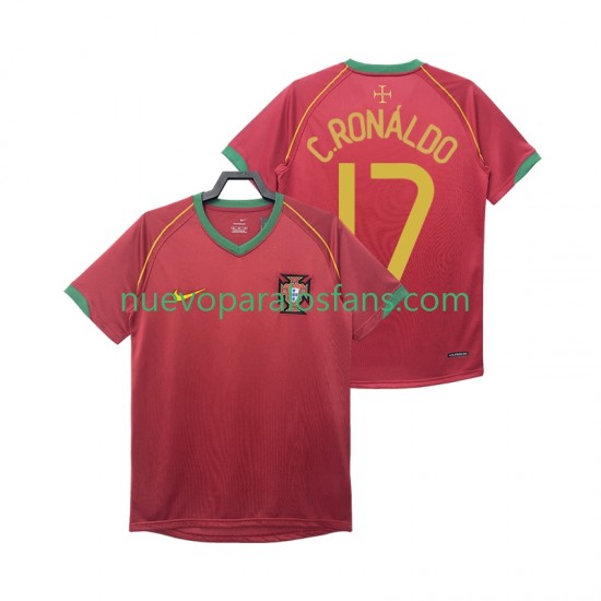 Camiseta de Fútbol Portugal Crstiano Ronaldo 17 Retro Hombre Casa 2006 Manga Corta