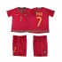 Camiseta de Fútbol Portugal FIGO 7 Retro Niño Casa 2006 Manga Corta