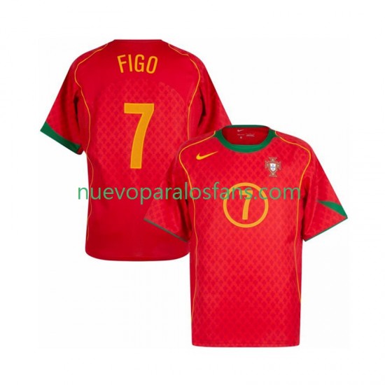 Camiseta de Fútbol Portugal Figo 7 Retro Hombre Casa 2004 Manga Corta