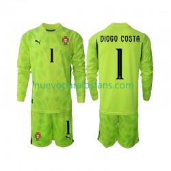 Camiseta de Fútbol Portugal Diogo Costa 1 Portero Niño Casa 2025 Manga Larga