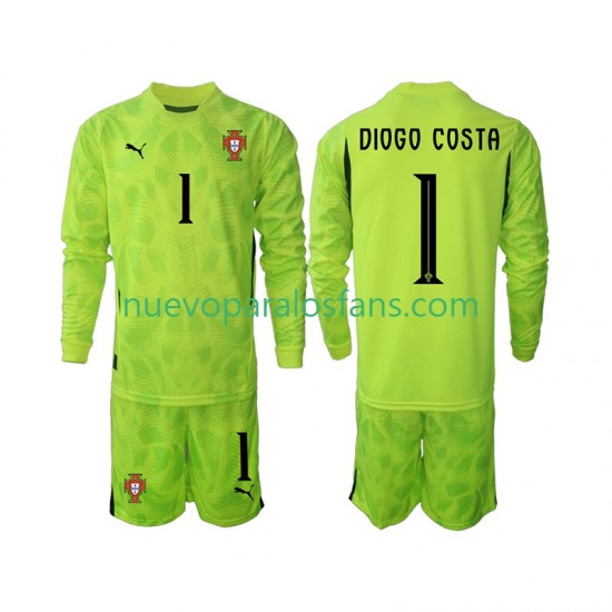 Camiseta de Fútbol Portugal Diogo Costa 1 Portero Niño Casa 2025 Manga Larga
