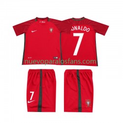 Camiseta de Fútbol Portugal RONALDO 7 2016 Retro Niño Casa Manga Corta