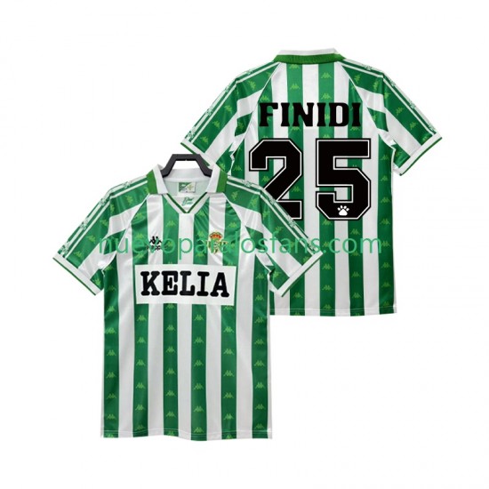 Camiseta de Fútbol Real Betis FINIDI 25 1995 1996 Retro Hombre Casa Manga Corta