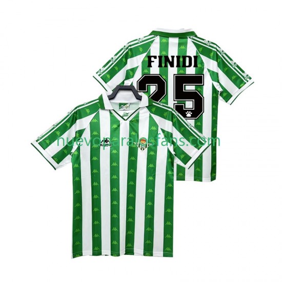 Camiseta de Fútbol Real Betis FINIDI 25 1996 1997 Retro Hombre Casa Manga Corta