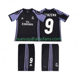 Camiseta de Fútbol Real Madrid BENZEMA 9 2016 2017 Retro Niño Tercera Manga Corta