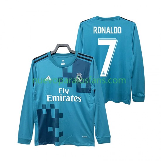 Camiseta de Fútbol Real Madrid CRISTIANO RONALDO 7 2017 2018 Retro Hombre Tercera Manga Larga