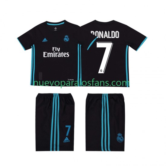 Camiseta de Fútbol Real Madrid Cristiano Ronaldo 7 2017 2018 Retro Niño Exterior Manga Corta