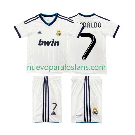Camiseta de Fútbol Real Madrid Cristiano Ronaldo 7 2012 2013 Retro Niño Casa Manga Corta