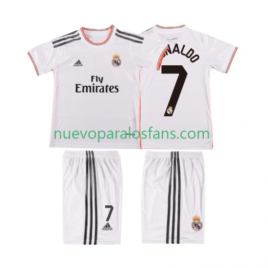 Camiseta de Fútbol Real Madrid Cristiano Ronaldo 7 2013 2014 Retro Niño Casa Manga Corta