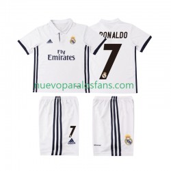 Camiseta de Fútbol Real Madrid Cristiano Ronaldo 7 2016 2017 Retro Niño Casa Manga Corta