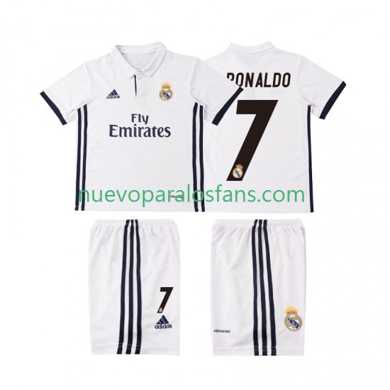 Camiseta de Fútbol Real Madrid Cristiano Ronaldo 7 2016 2017 Retro Niño Casa Manga Corta
