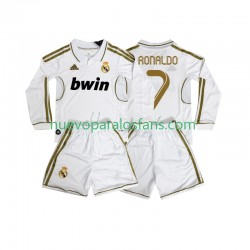 Camiseta de Fútbol Real Madrid Cristiano Ronaldo 7 2012 Retro Niño Casa 2011 Manga Larga