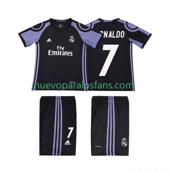 Camiseta de Fútbol Real Madrid Cristiano Ronaldo 7 2016 2017 Retro Niño Tercera Manga Corta