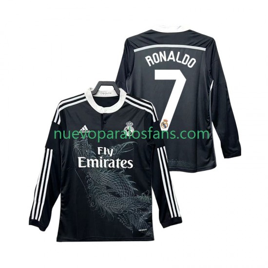 Camiseta de Fútbol Real Madrid Cristiano Ronaldo 7 2014 2015 Retro Hombre Tercera Manga Larga