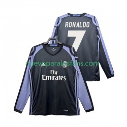 Camiseta de Fútbol Real Madrid Cristiano Ronaldo 7 2016 2017 Retro Hombre Tercera Manga Larga