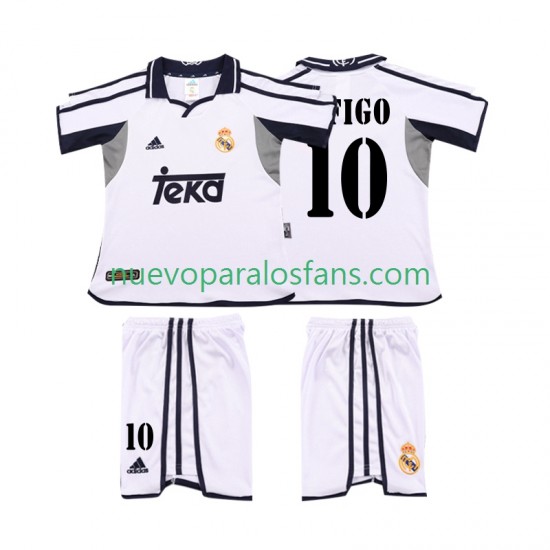 Camiseta de Fútbol Real Madrid FIGO 10 2001 Retro Niño Casa 2002 Manga Corta