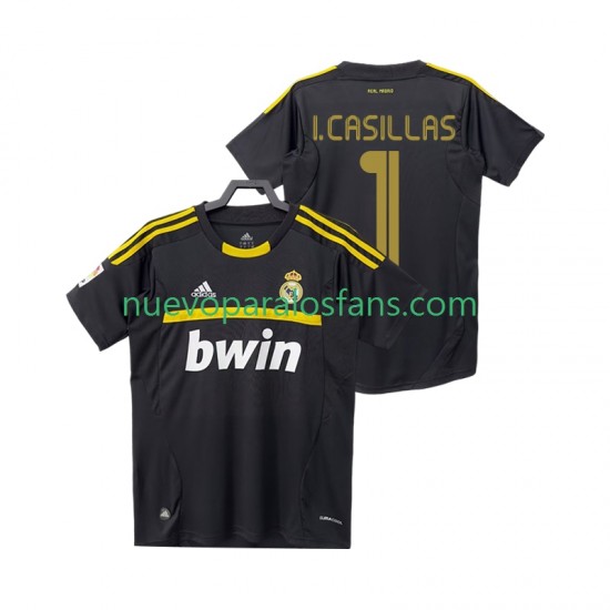 Camiseta de Fútbol Real Madrid I.CASILLAS 1 2012 Portero Retro Hombre Exterior 2011 Manga Corta