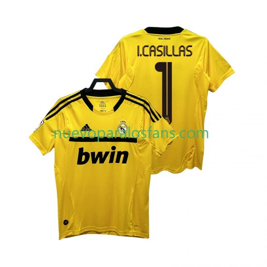Camiseta de Fútbol Real Madrid I.CASILLAS 1 2012 Portero Retro Hombre Casa 2011 Manga Corta