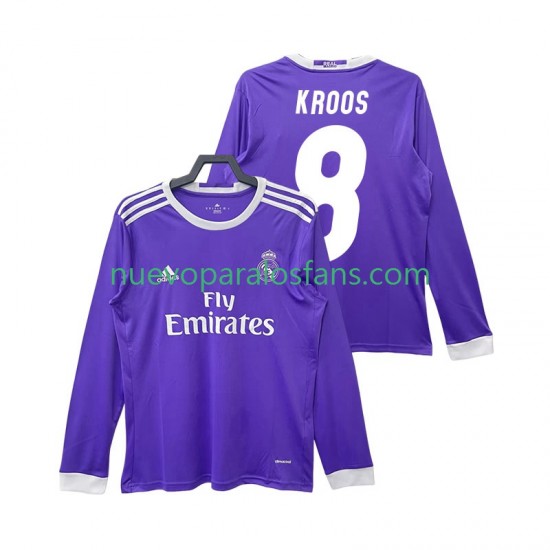 Camiseta de Fútbol Real Madrid KROOS 8 2016 2017 Retro Hombre Exterior Manga Larga