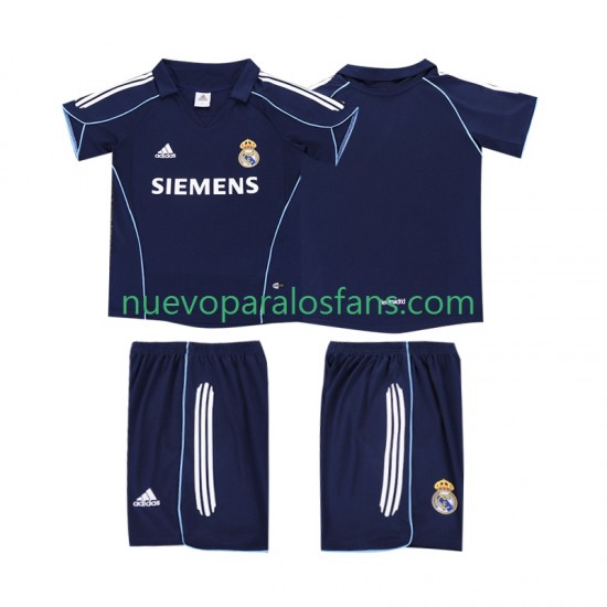 Camiseta de Fútbol Real Madrid 2005 Retro Niño Exterior 2006 Manga Corta