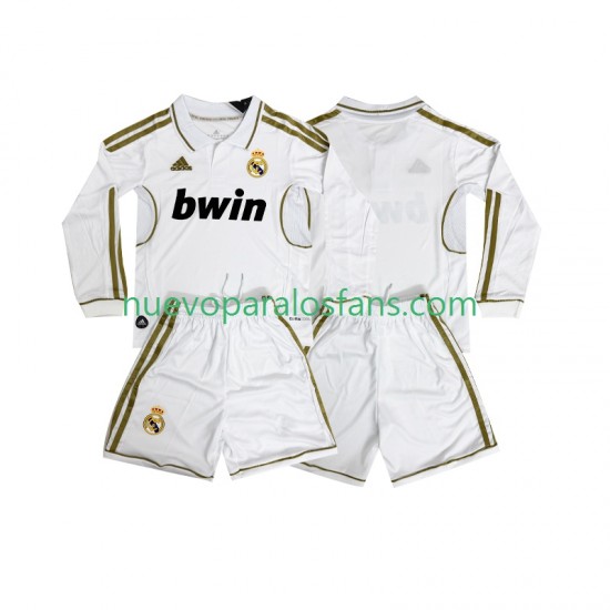 Camiseta de Fútbol Real Madrid 2012 Retro Niño Casa 2011 Manga Larga