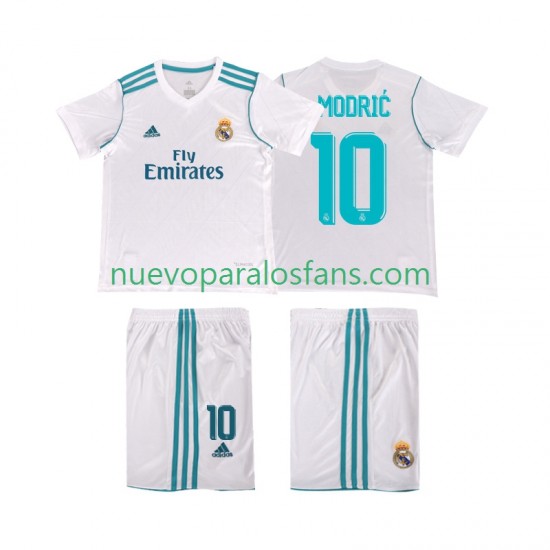 Camiseta de Fútbol Real Madrid Modrić 10 2017 2018 Retro Niño Casa Manga Corta