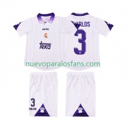 Camiseta de Fútbol Real Madrid R CARLOS 3 1997 Retro Niño Casa 1998 Manga Corta