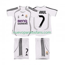 Camiseta de Fútbol Real Madrid RAUL 7 2007 Retro Niño Casa 2006 Manga Corta