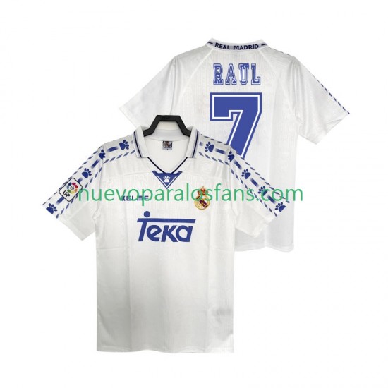 Camiseta de Fútbol Real Madrid RAUL 7 1996 1997 Retro Hombre Casa Manga Corta