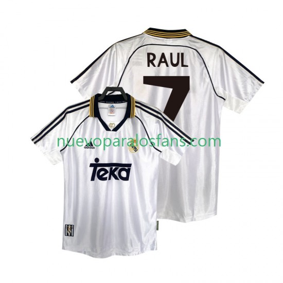 Camiseta de Fútbol Real Madrid RAUL 7 2000 Retro Hombre Casa 1998 Manga Corta