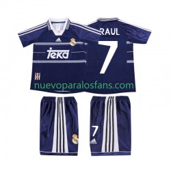 Camiseta de Fútbol Real Madrid RAUL 7 Retro Niño Exterior 1998 1999 Manga Corta