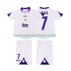Camiseta de Fútbol Real Madrid RAUL 7 1997 Retro Niño Casa 1998 Manga Corta