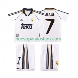 Camiseta de Fútbol Real Madrid RAUL 7 2000 Retro Niño Casa 1998 Manga Corta