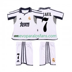 Camiseta de Fútbol Real Madrid RAUL 7 2001 Retro Niño Casa 2002 Manga Corta