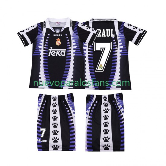 Camiseta de Fútbol Real Madrid RAUL 7 1997 Retro Niño Tercera 1998 Manga Corta