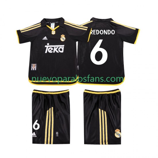 Camiseta de Fútbol Real Madrid REDONDO 6 2001 Retro Niño Exterior 1999 Manga Corta