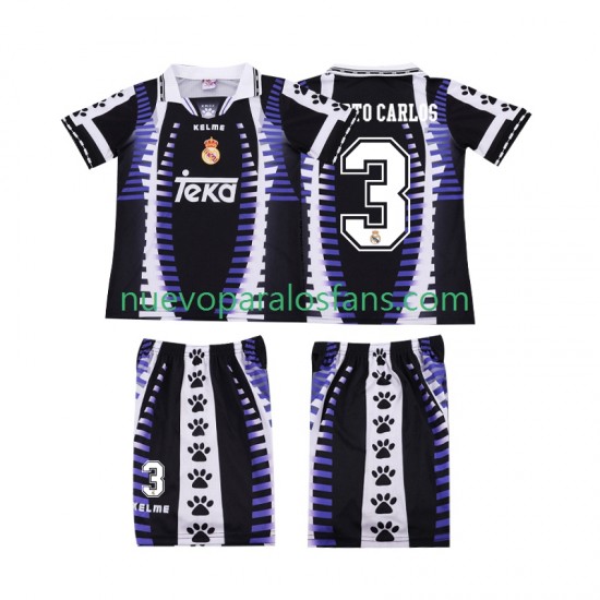 Camiseta de Fútbol Real Madrid ROBERTO CARLOS 3 1997 Retro Niño Tercera 1998 Manga Corta