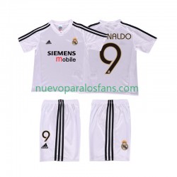 Camiseta de Fútbol Real Madrid RONALDO 9 5 Retro Niño Casa 2004 2002 Manga Corta