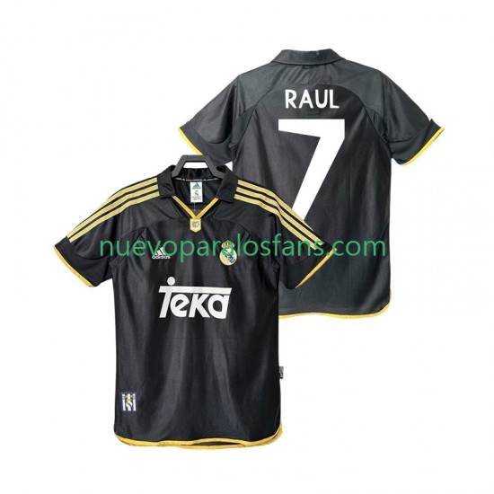 Camiseta de Fútbol Real Madrid Raul 7 2001 Retro Hombre Exterior 1999 Manga Corta