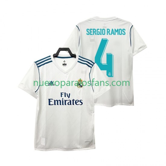 Camiseta de Fútbol Real Madrid SERGIO RAMOS 4 2017 2018 Retro Hombre Casa Manga Corta