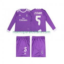 Camiseta de Fútbol Real Madrid ZIDANE 5 2016 Retro Niño Exterior Manga Larga